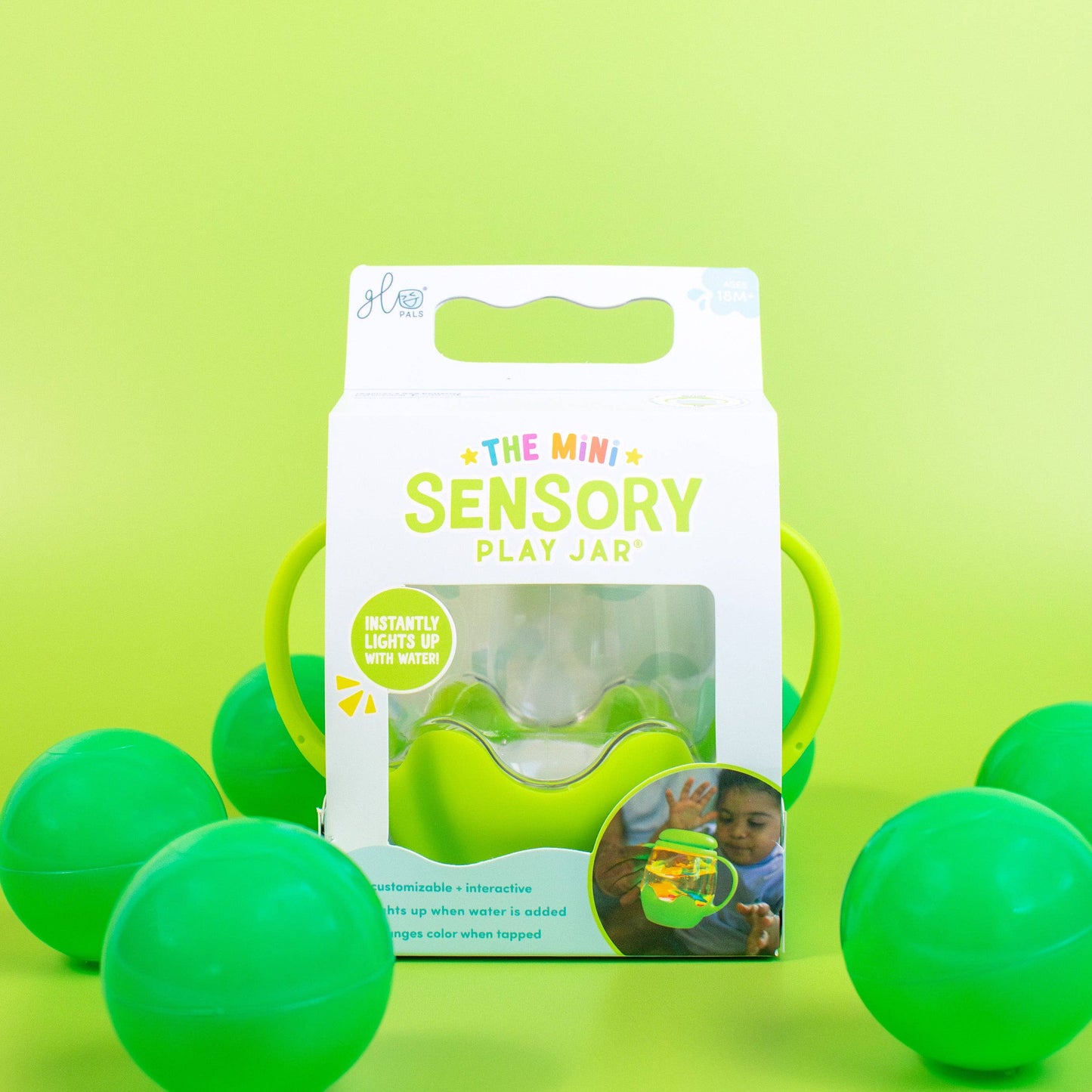 Glo Pals - Glo Pals Mini Sensory Jar and Silicone Fun Filler Bundle - Green