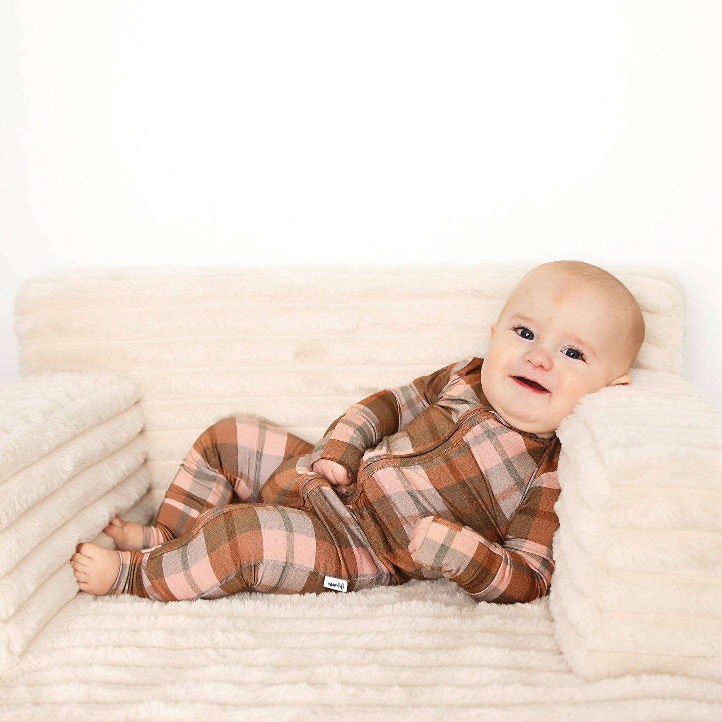 Gigi and Max - Asher Zip Bamboo Plaid Convertible Romper PJ