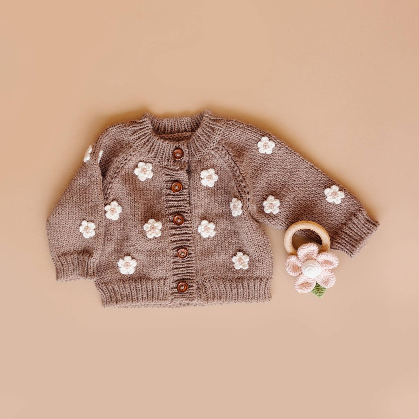 The Blueberry Hill - Flower Cardigan, Tan | Kids and Baby Apparel Sweater