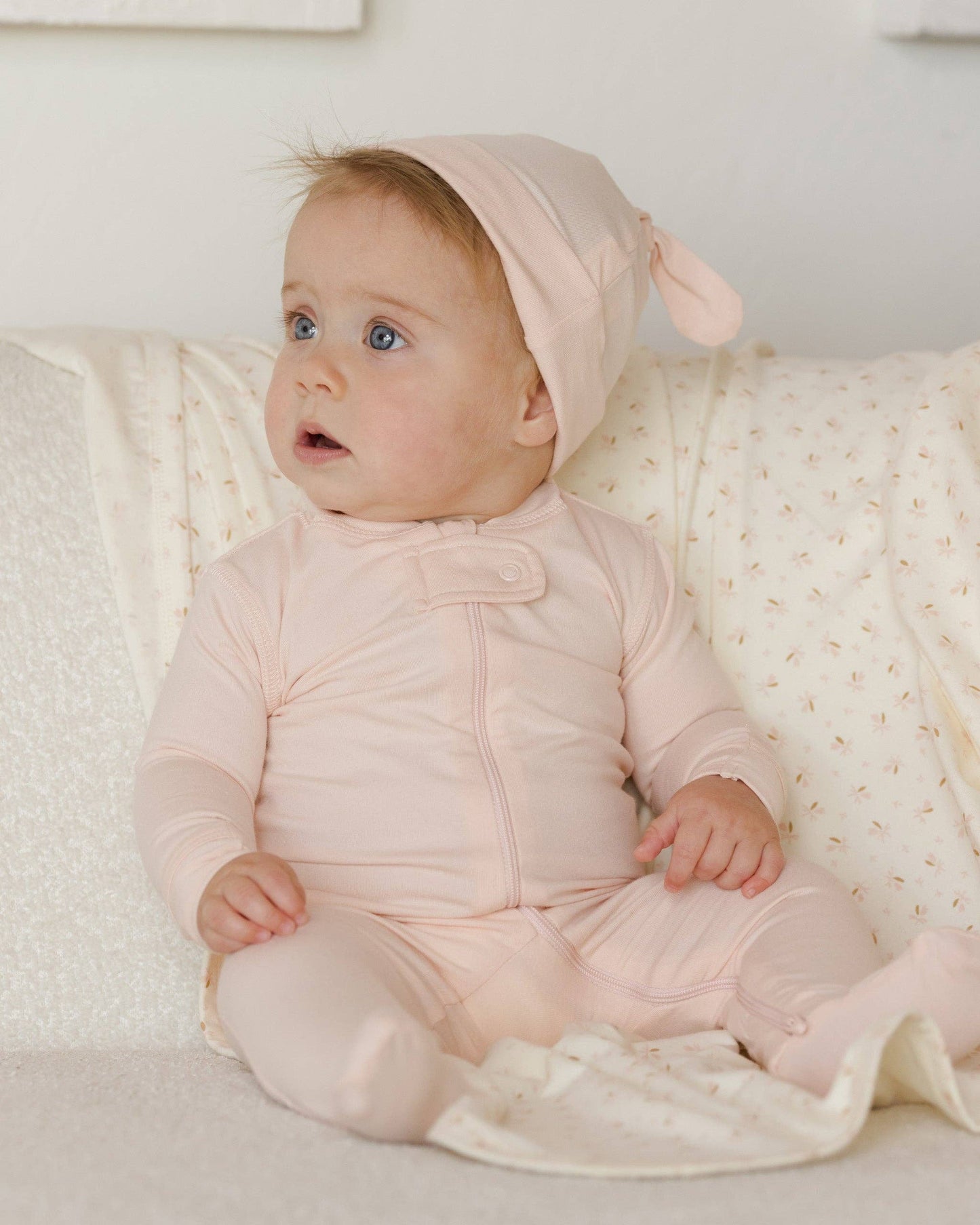 Quincy Mae - Zip Longsleeve Sleeper Footie || Petal
