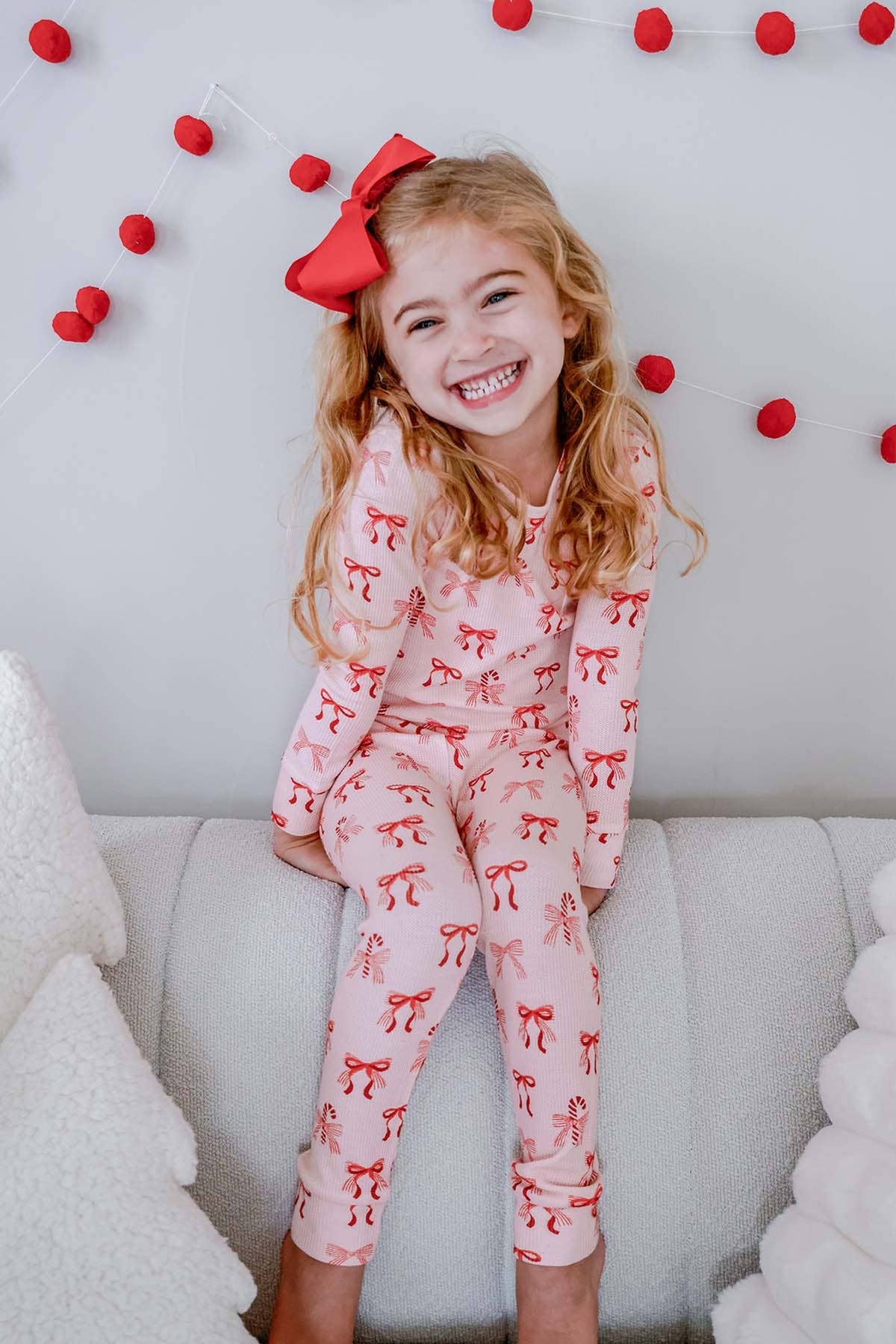 Caden Lane - Christmas Bamboo Waffle Two-Piece Pajama Set | Peppermint Bows