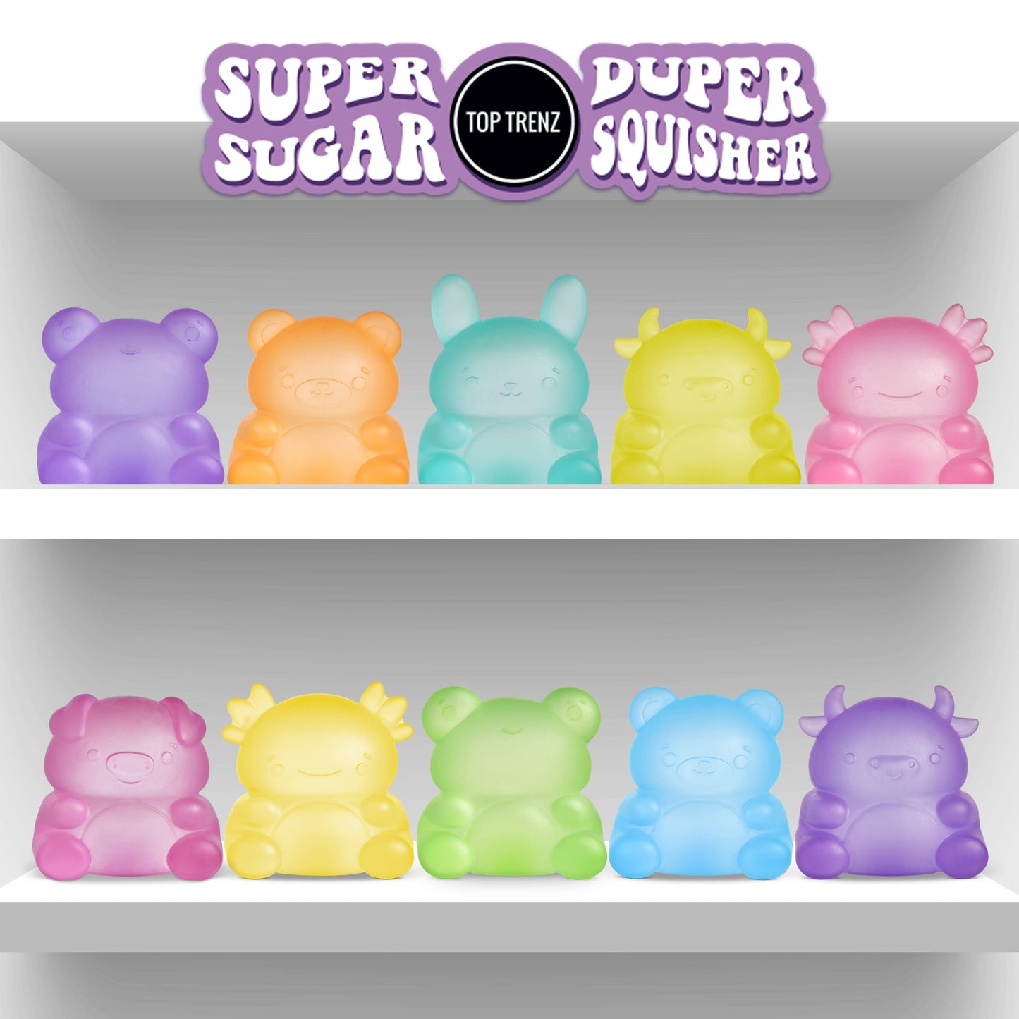Top Trenz Inc - Super Duper Sugar Squisher Variety - BLIND BOX | Fidget | Squeeze