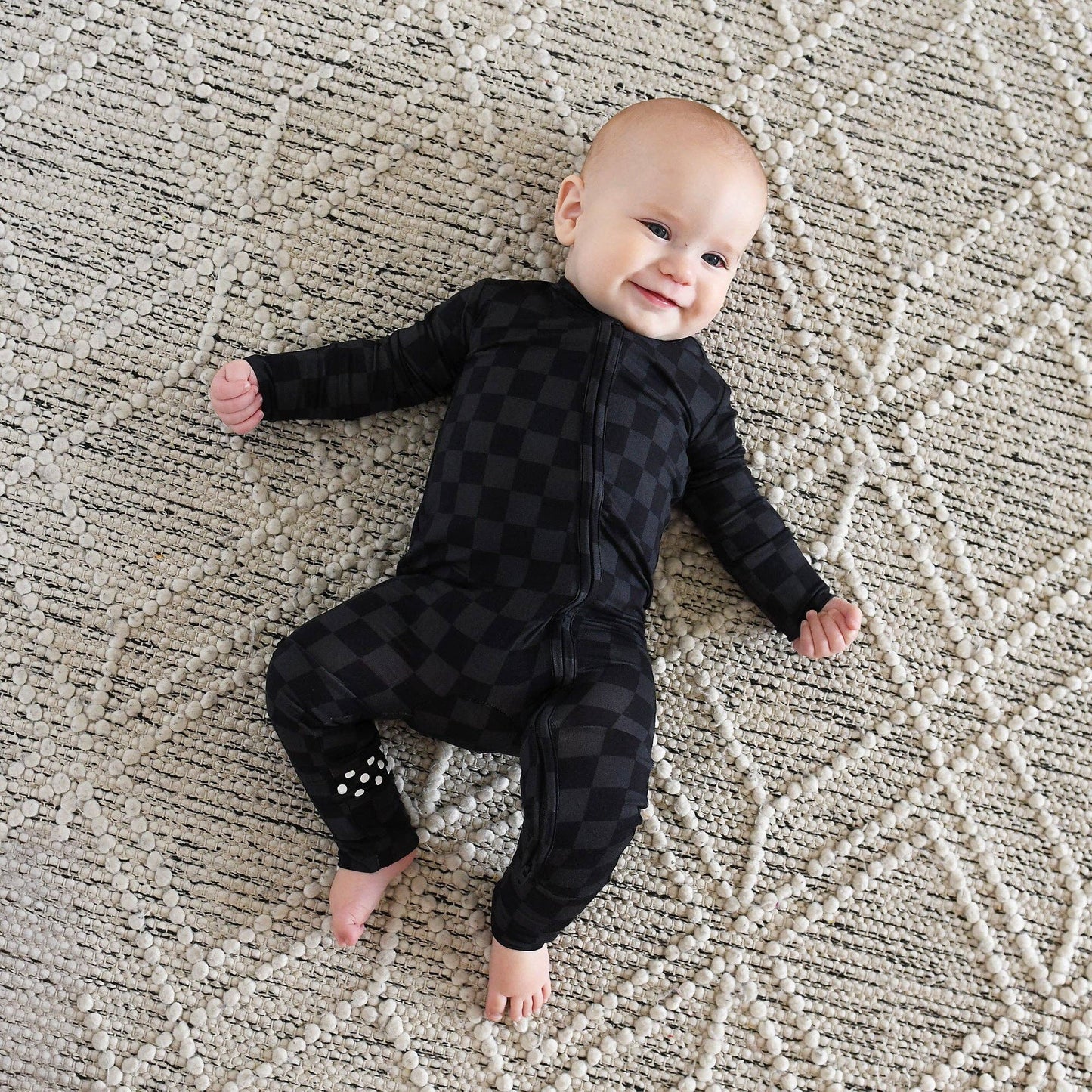 Gigi and Max - Frankie ZIP Checks Bamboo Romper PJ