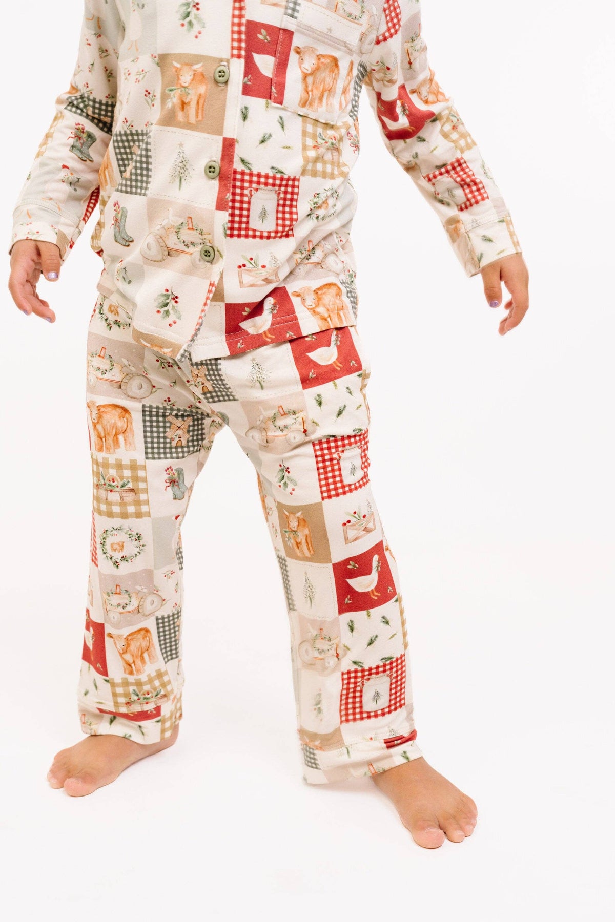 Little One Shop - Country Christmas Kid Long Sleeve Bamboo Button Up Set