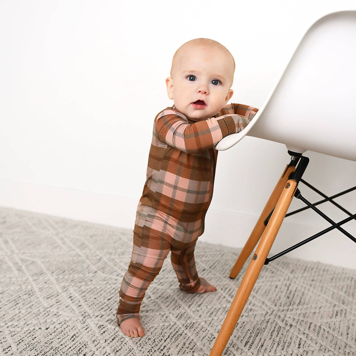 Gigi and Max - Asher Zip Bamboo Plaid Convertible Romper PJ