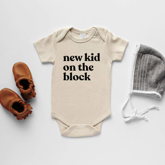 Gladfolk - Cream New Kid On The Block Organic Baby Bodysuit: Short Sleeve