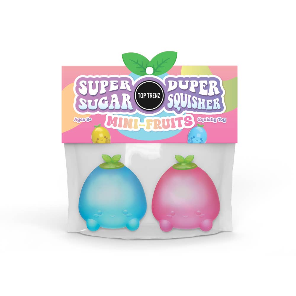 Top Trenz Inc - Super Duper Sugar Squisher - Mini Fruits 2 Pack set | Fidget | Squish (limit 1)