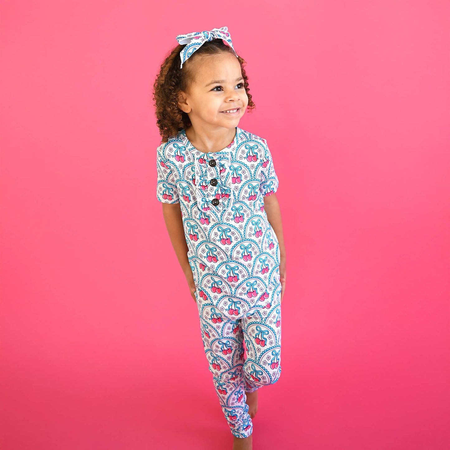 Gigi and Max - Cherry Ruffle Two Piece Bamboo Cherry Lounge Set