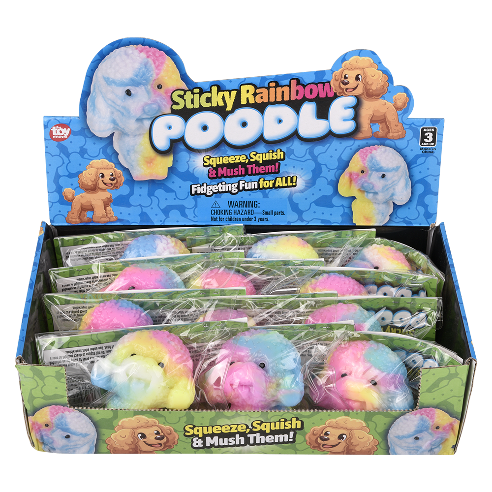 The Toy Network - (T) 2.75" STICKY RAINBOW POODLE