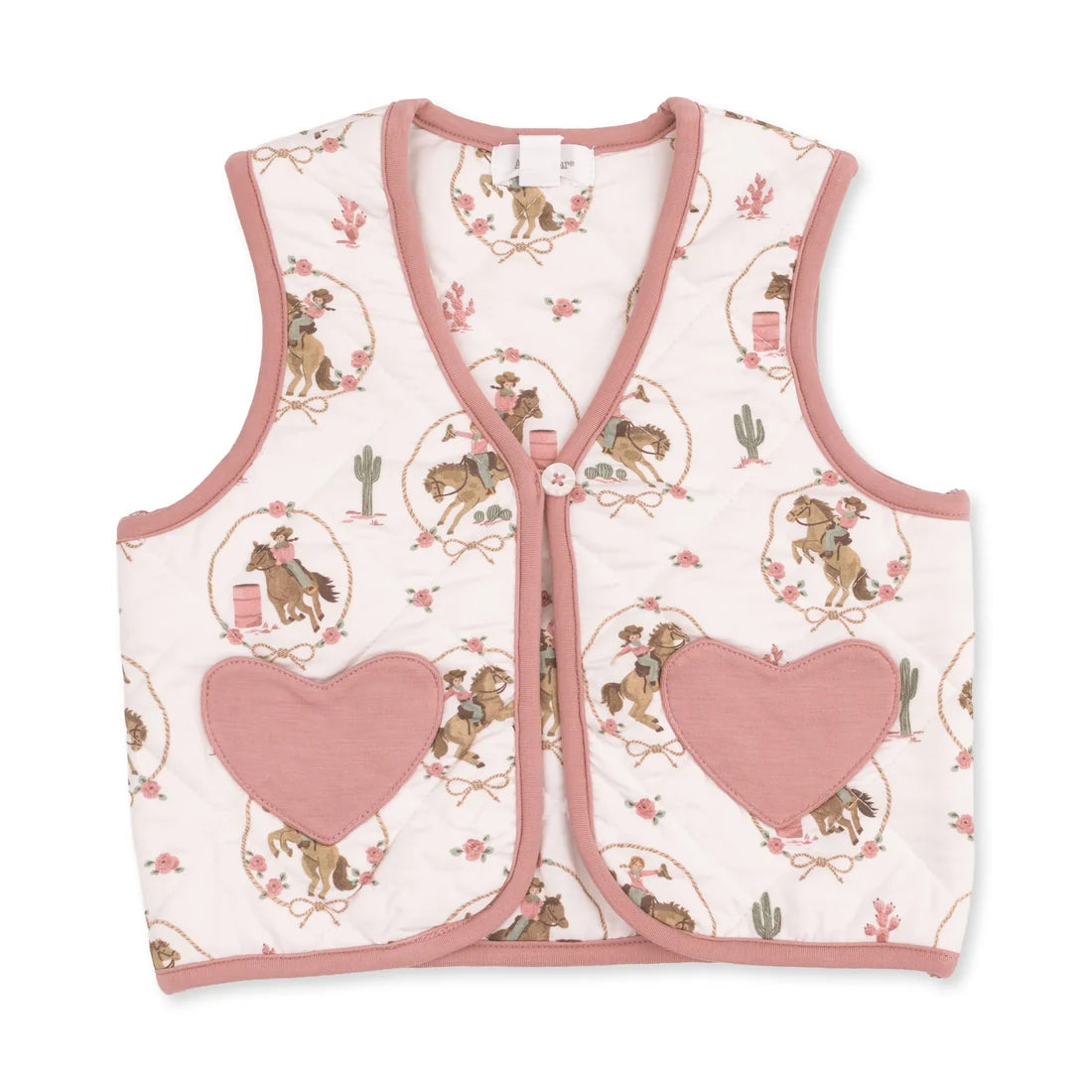 Angel Dear - Cowgirl Cameos Quilted Vest with Heart Pockets