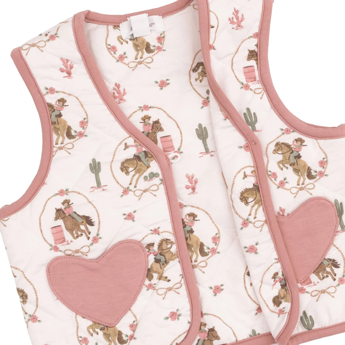 Angel Dear - Cowgirl Cameos Quilted Vest with Heart Pockets