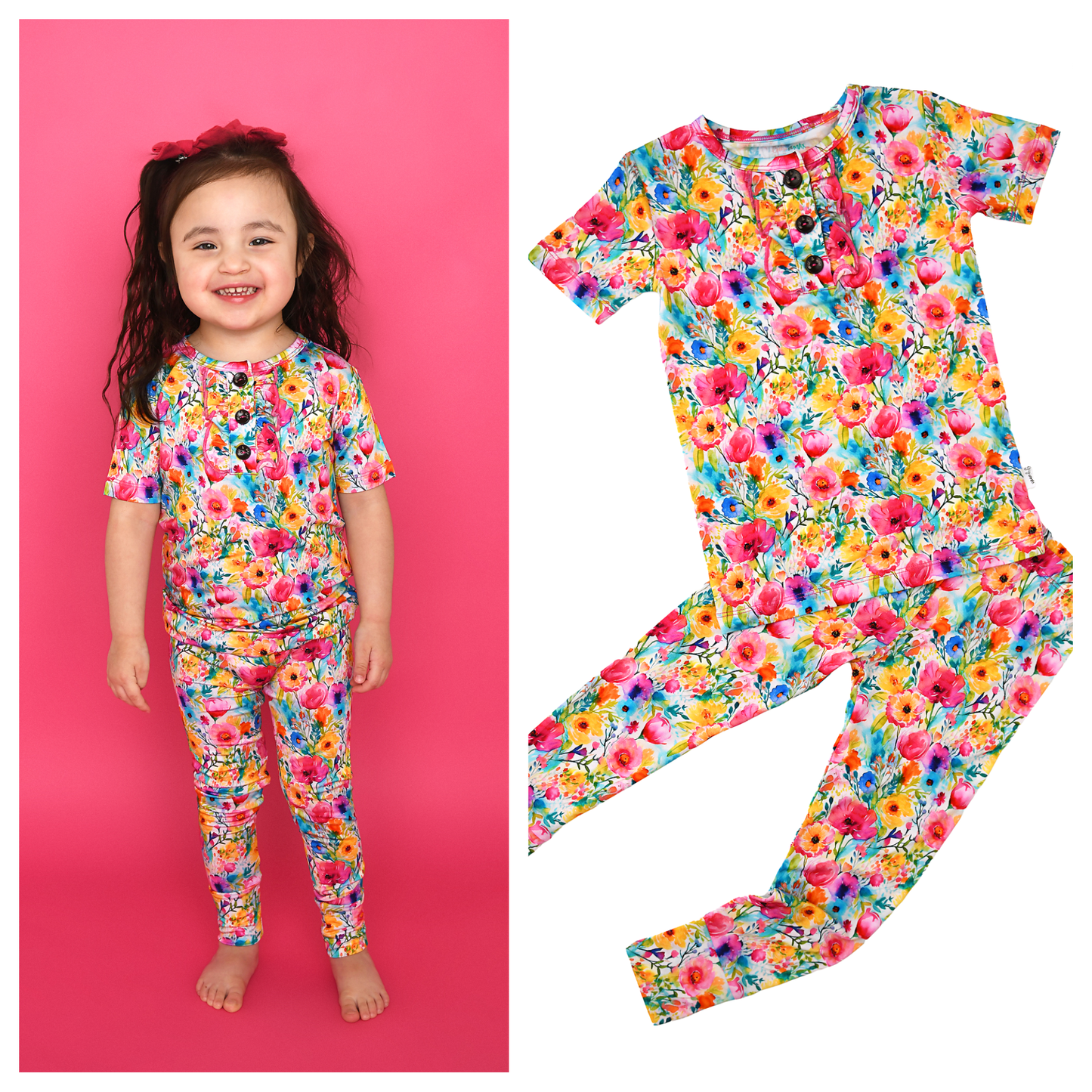 Gigi and Max - Ariana Ruffle Two Piece Bamboo Floral Lounge Set