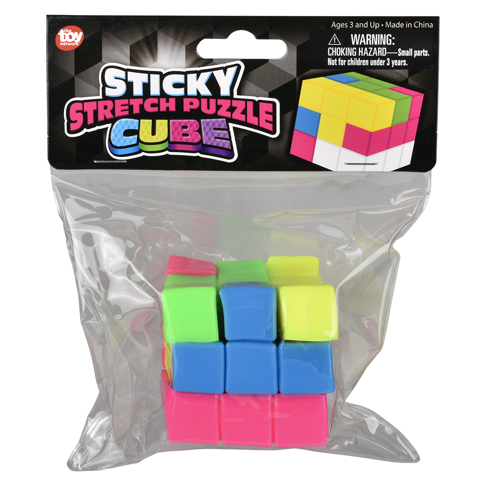 The Toy Network - (T) 2.5" STICKY STRETCH PUZZLE CUBE