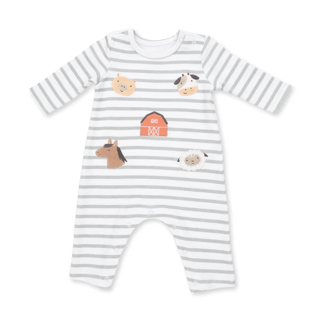 Angel Dear - Cows Blue Long Sleeve Snap Shoulder Romper