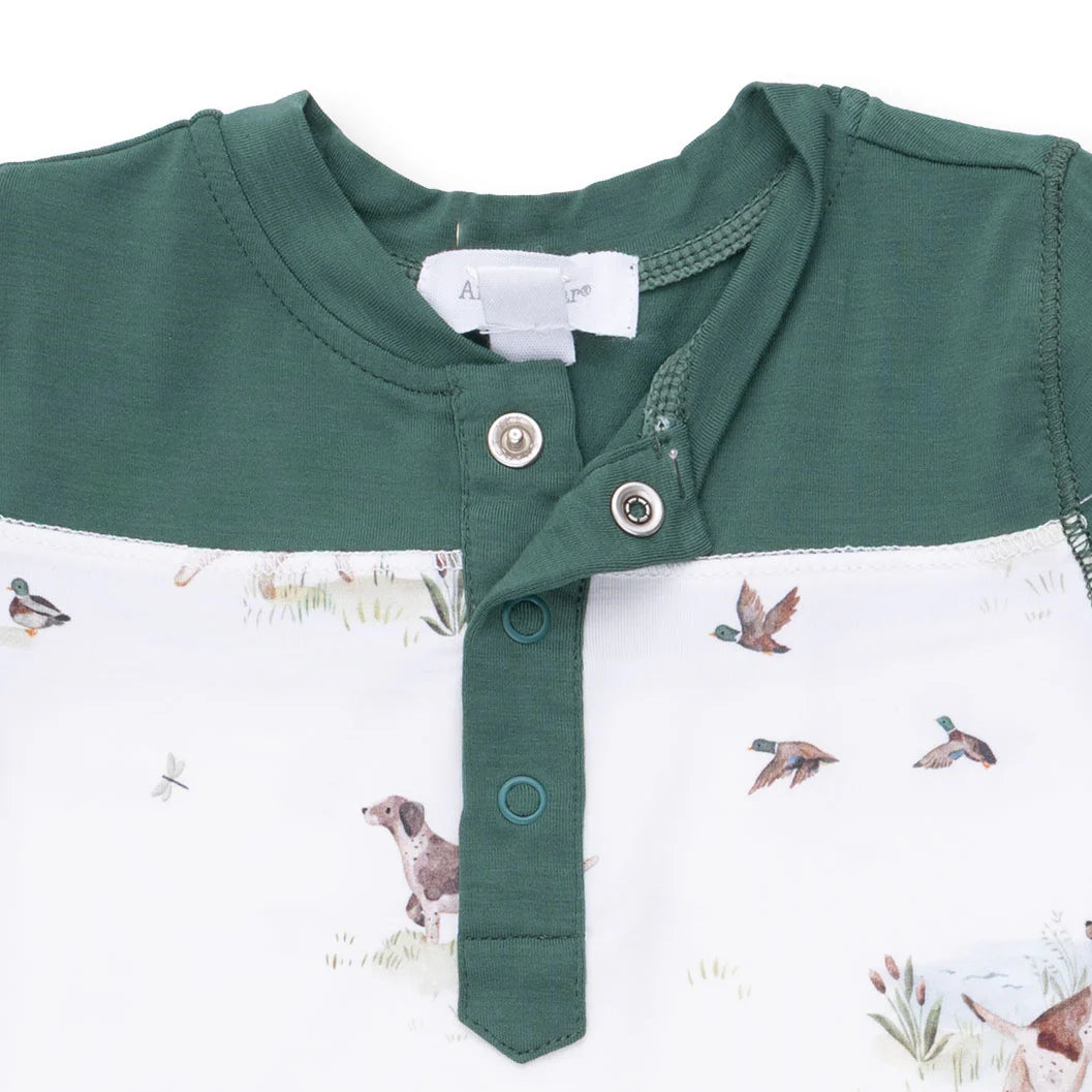 Angel Dear - Pointer Pups & Duck Buddies Romper w/ Contrast Sleeves
