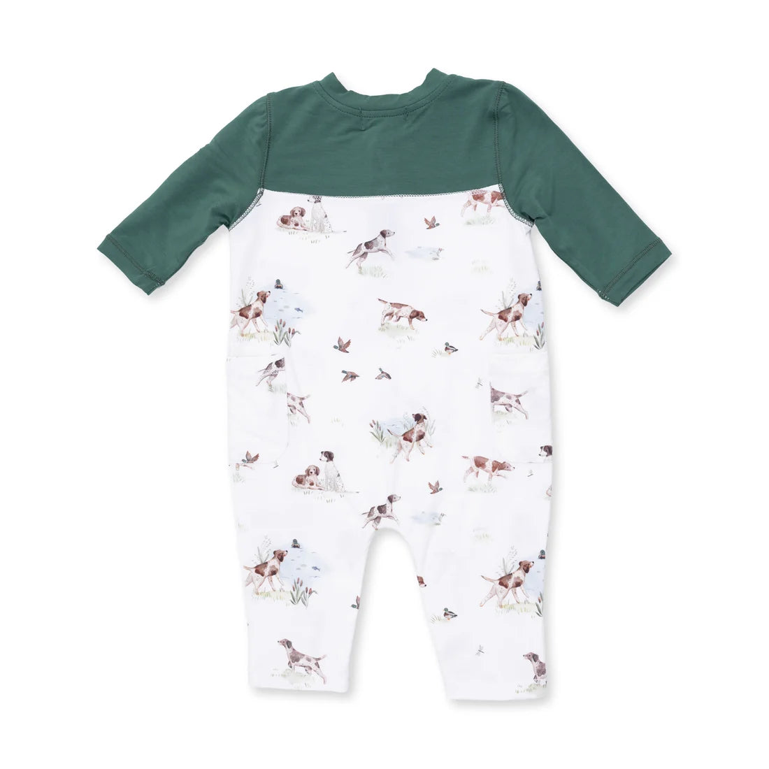 Angel Dear - Pointer Pups & Duck Buddies Romper w/ Contrast Sleeves