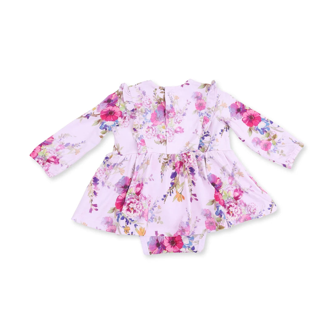 Angel Dear - Dahlia Floral Long Sleeve Ruffle Bodysuit Dress