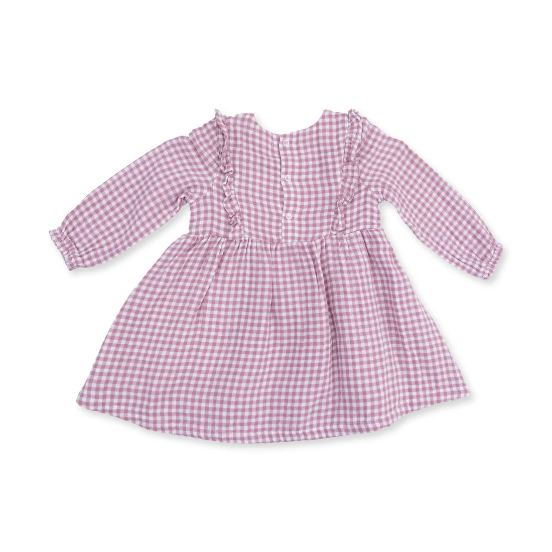 Angel Dear - Berry Gingham Long Sleeve Ruffle Dress & Legging
