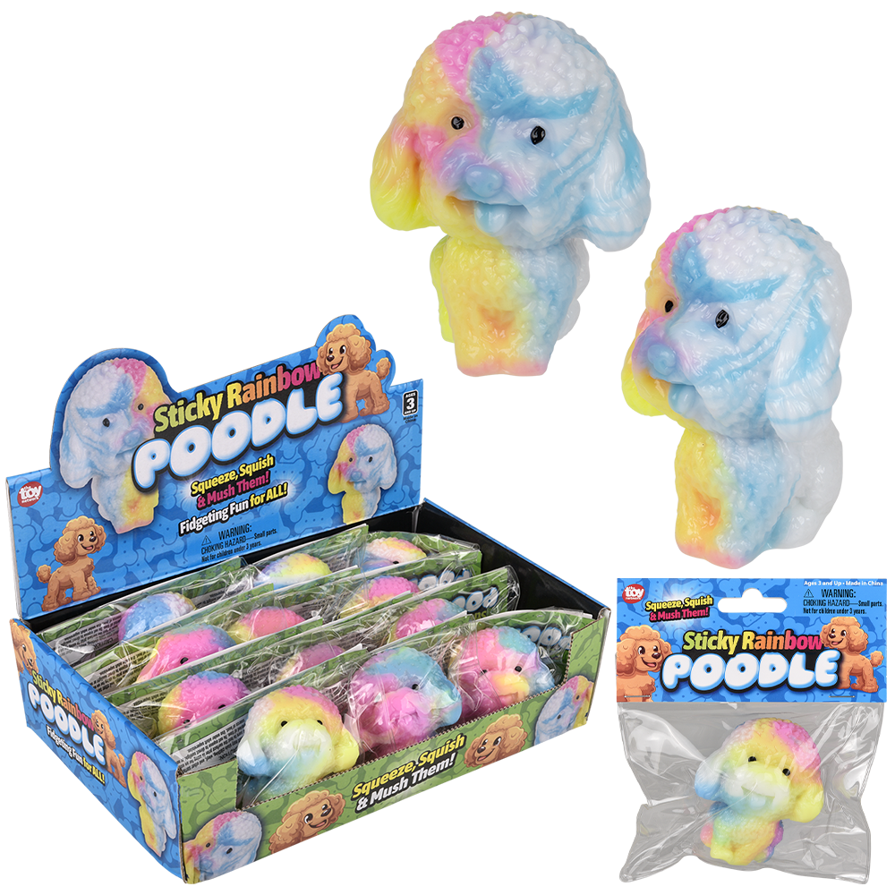 The Toy Network - (T) 2.75" STICKY RAINBOW POODLE