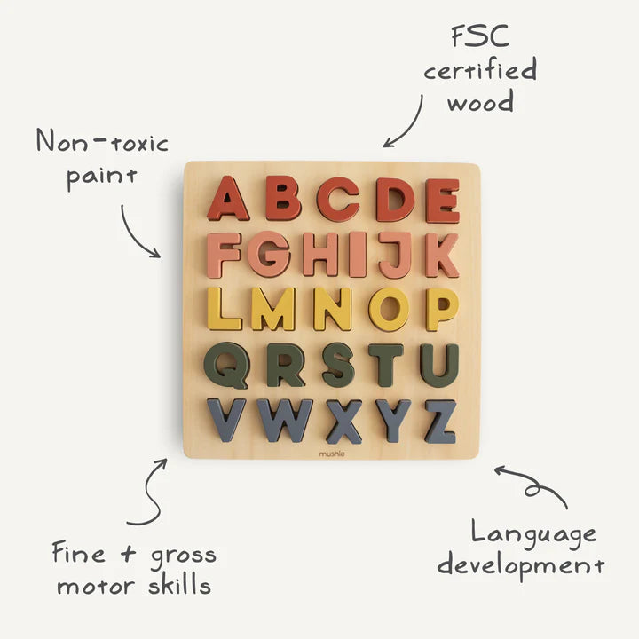 Mushie - Wooden Alphabet Puzzle