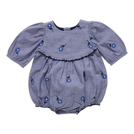 Pink Chicken - Rowan Bubble - Blue Blossom Embroidery