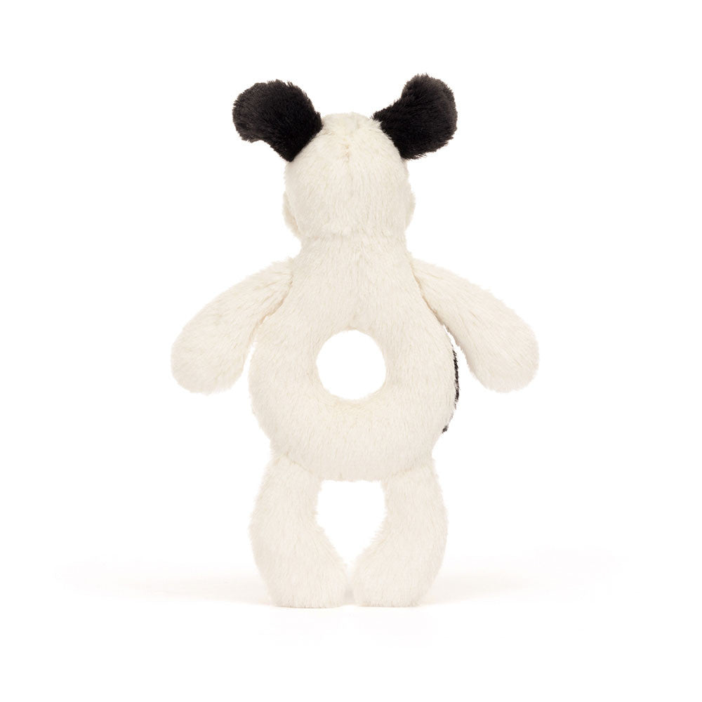 Jellycat - Bashful Black and Cream Puppy Ring Rattle