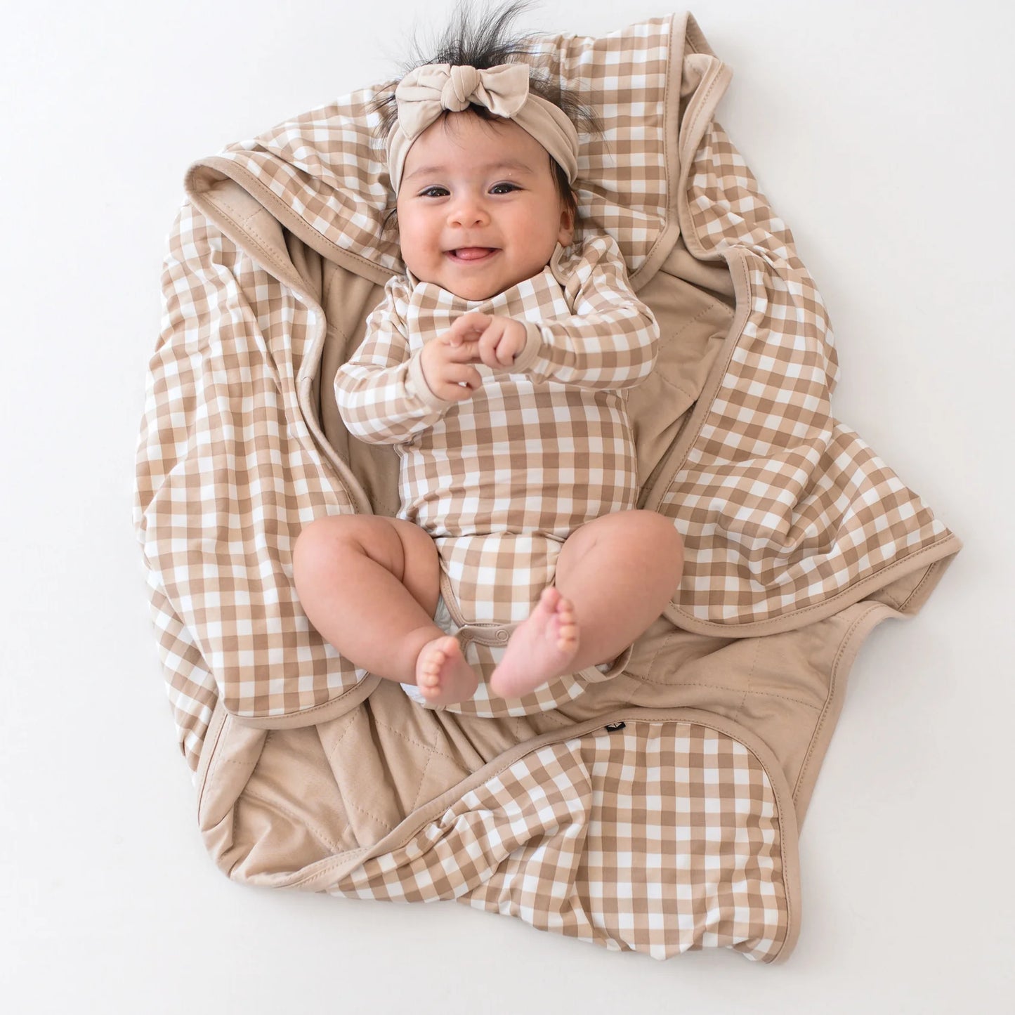 Kyte Baby - Baby Blanket in Gingham Bisque 1.0TOG