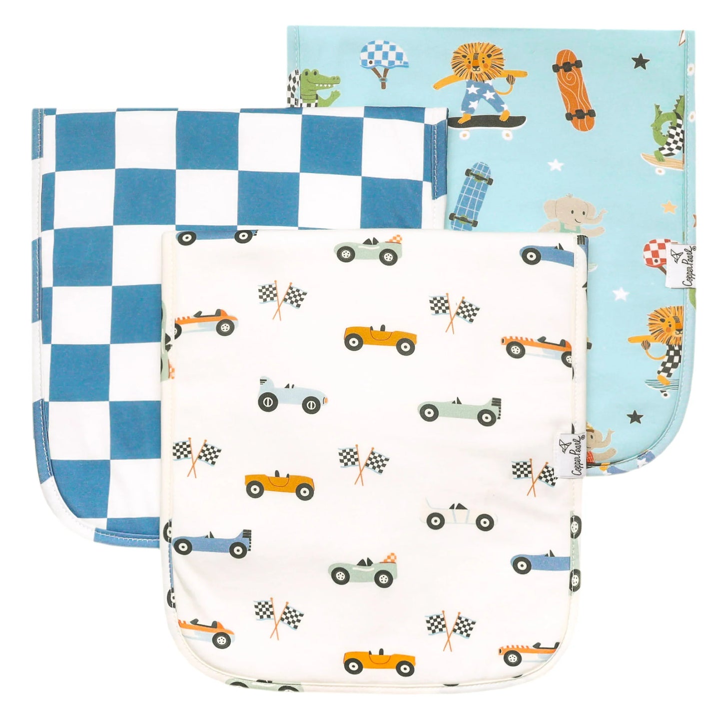 Copper Pearl - Speedster Burp Cloth Set (3-Pack)
