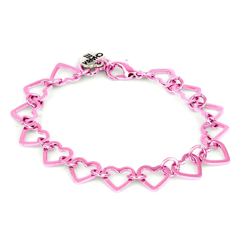 High IntenCity - Charm It! Pink Heart Chain Bracelet