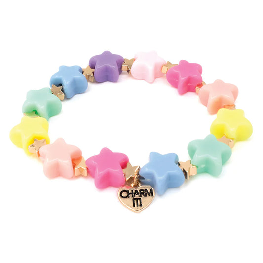 High IntenCity - Charm It! Gold Pastel Star Stretch Bracelet