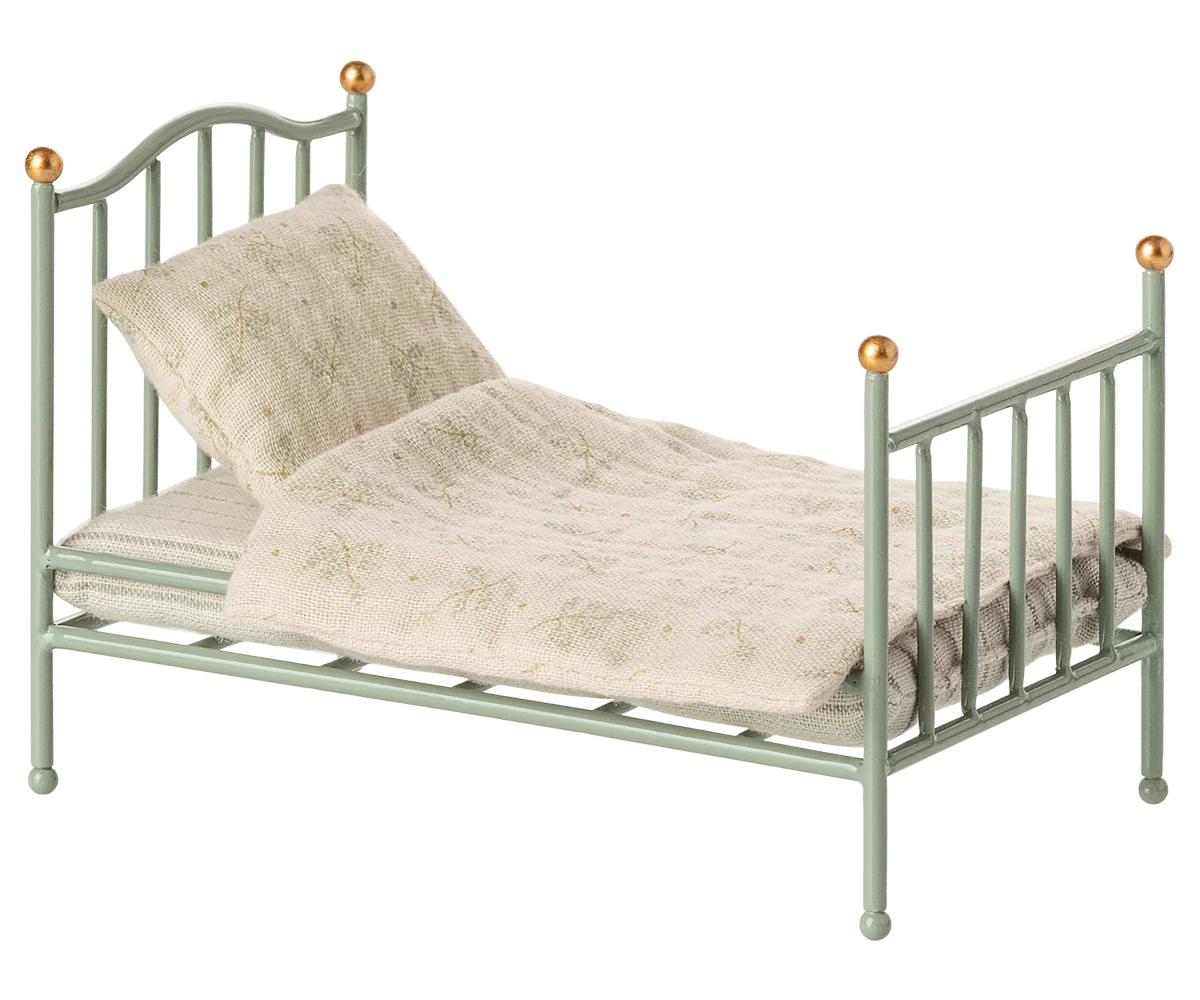 Maileg - Vintage Single Bed, Mouse - Mint