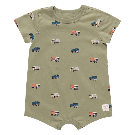 Coop Kids by Pink Chicken -  Baby Adventure Romper in Trucks