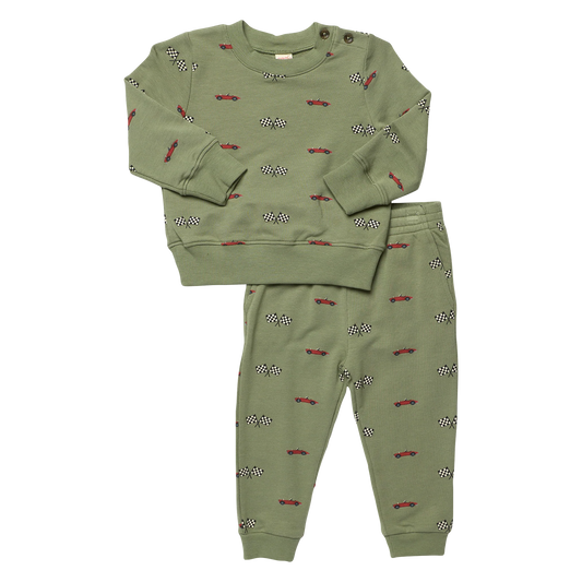 Coop Kids by Pink Chicken - Baby Jax Jogger Set - Racecars