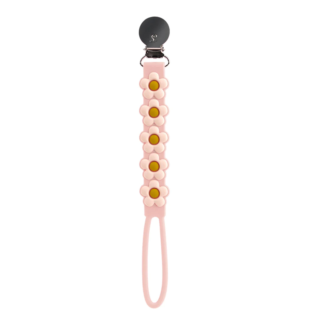 LouLou Lollipop - PInk Daisy Beadless Pacifier Clip