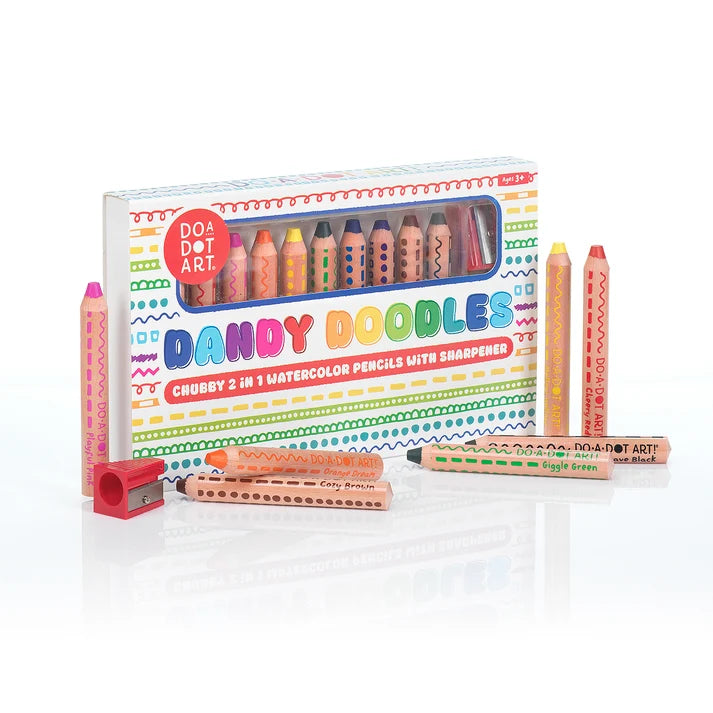 Do-A-Dot-Art - Dandy Doodles Chubby 2-in-1 Watercolor Pencils – 10 Colors