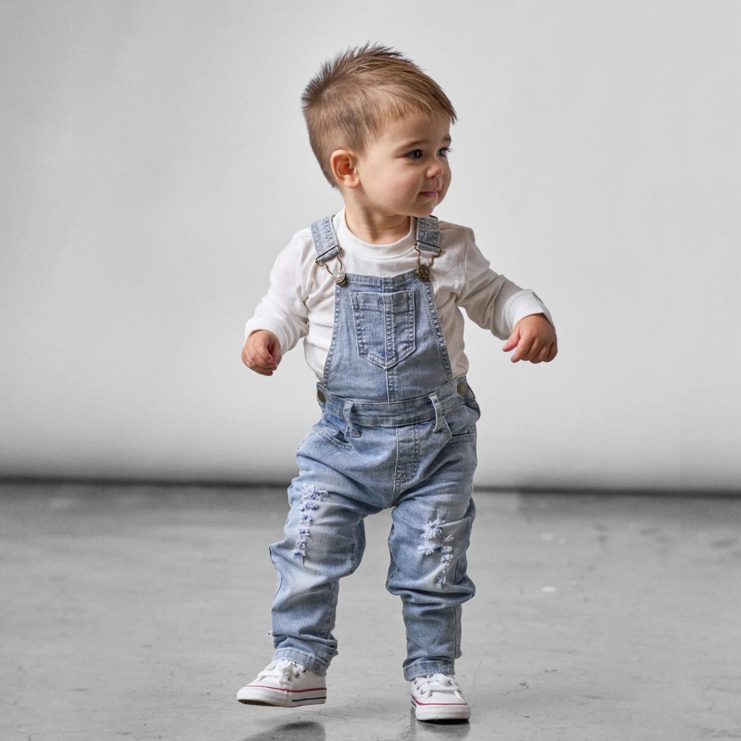 Little Bipsy  - Light Wash Distressed Denim Overall