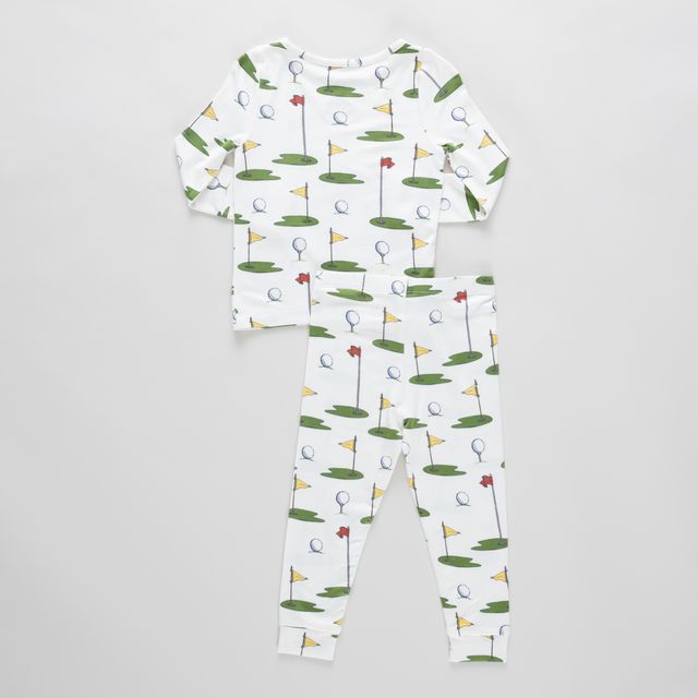Pink Chicken- Kids Bamboo PJ Set - Cream Golf Tournament