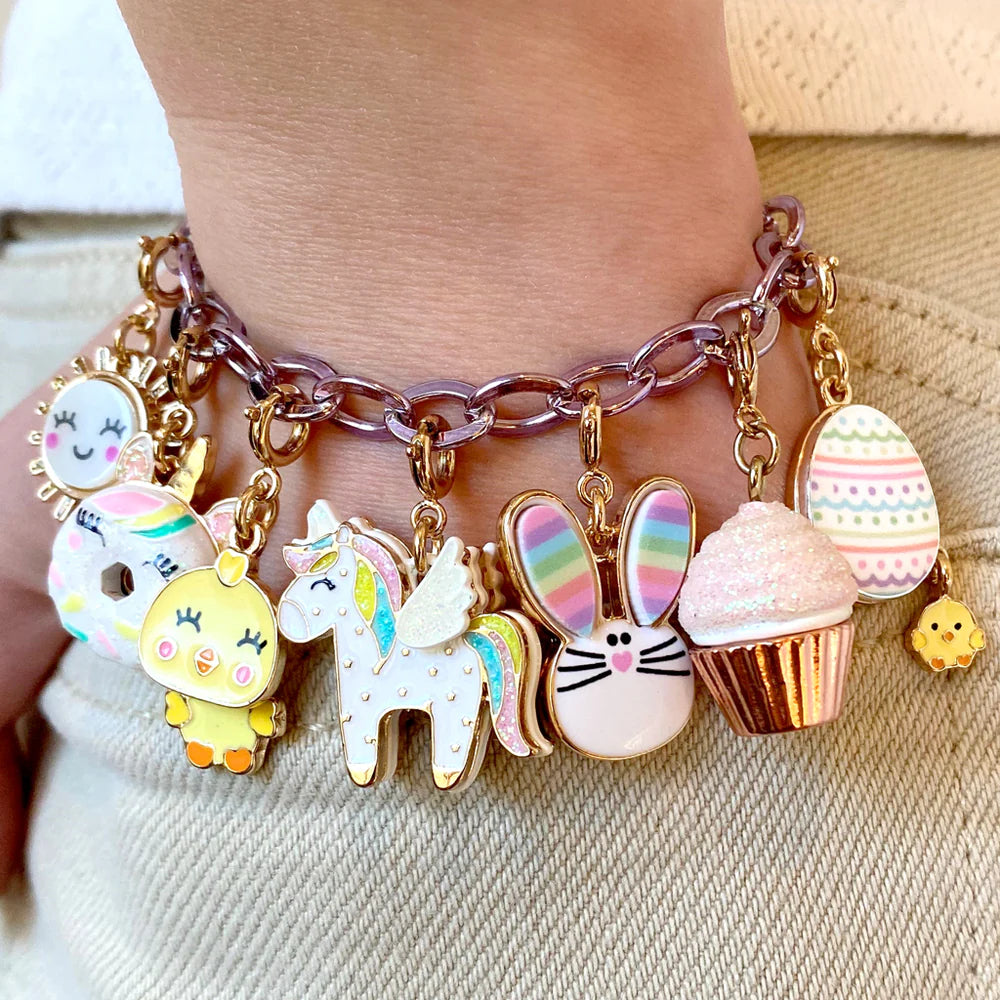 High IntenCity - Charm It! Gold Pink Glitter Cupcake Charm