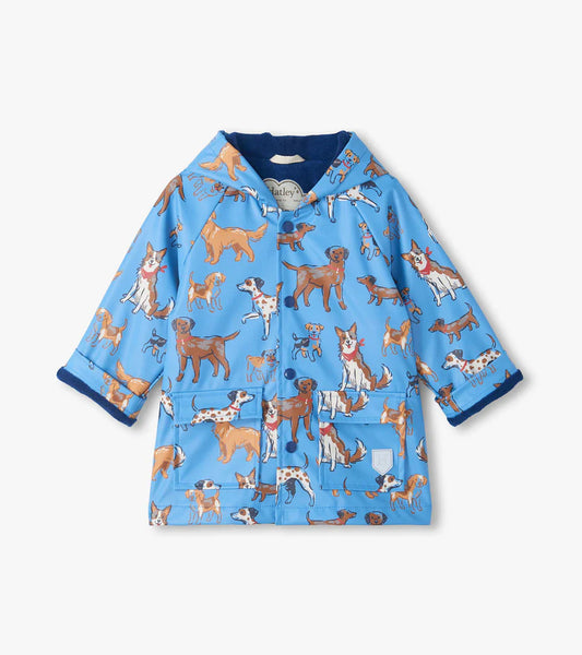Hatley - Blue Little Pups Snap Rain Coat