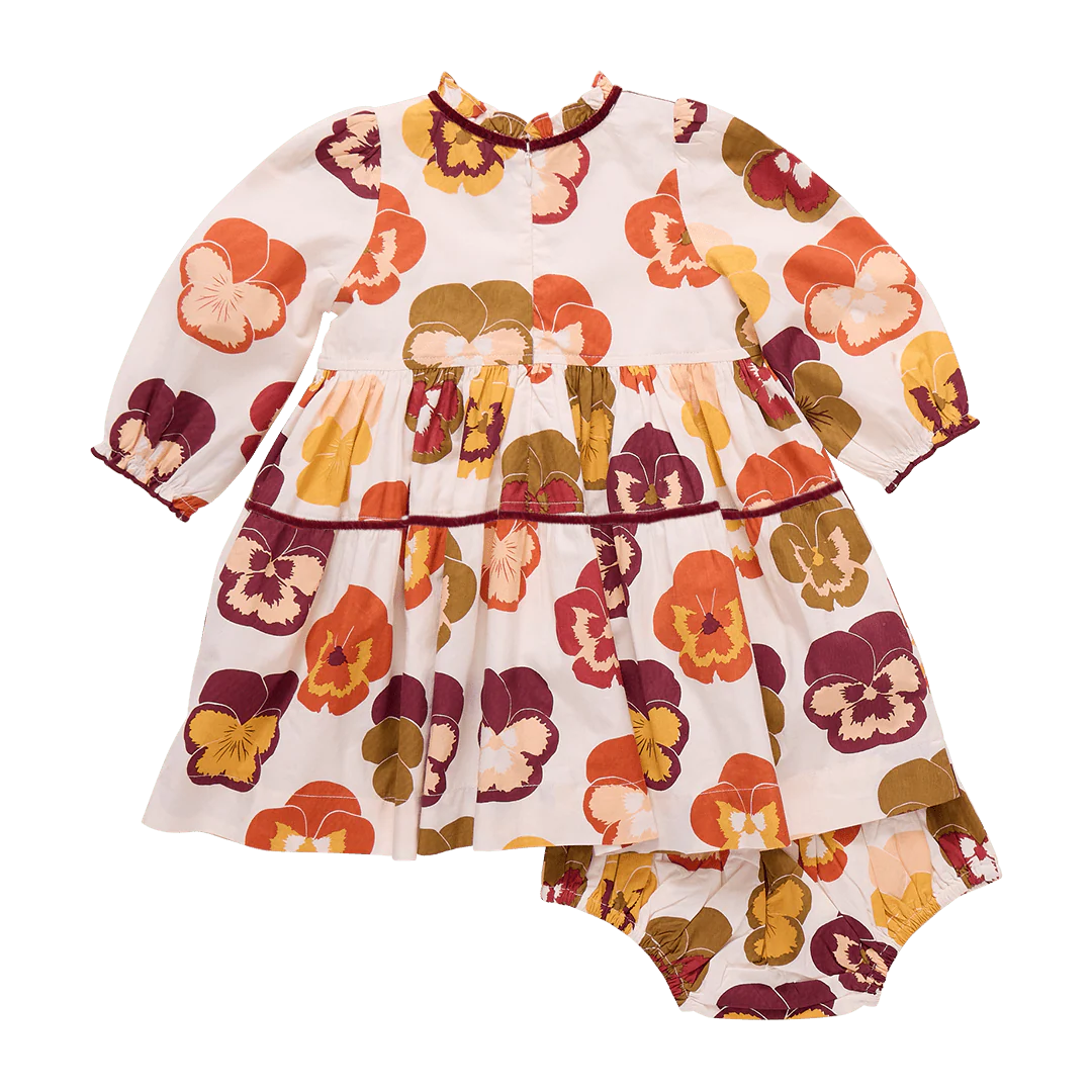 Pink Chicken -  Autumn Pansies | Baby Girl Charlie Dress Set