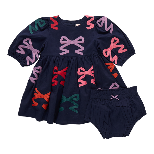 Pink Chicken -  Multi Bow Applique | Baby Girl Brooke Dress Set