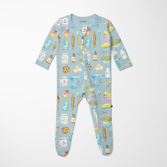 KicKee Pants - Spring Sky Baking Footie with 2 Way Zipper