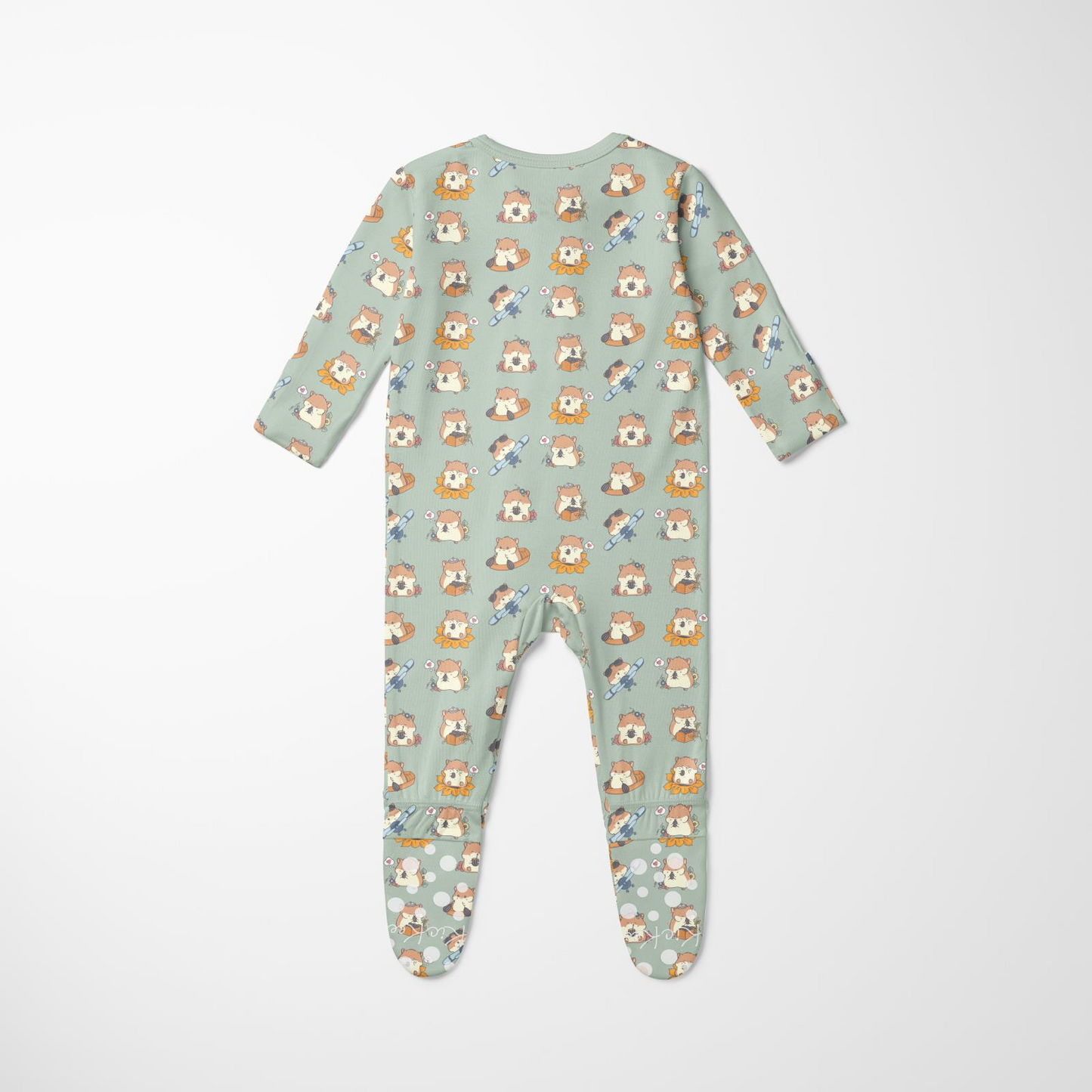 KicKee Pants - Aloe Hamster Antics Footie with 2 Way Zipper