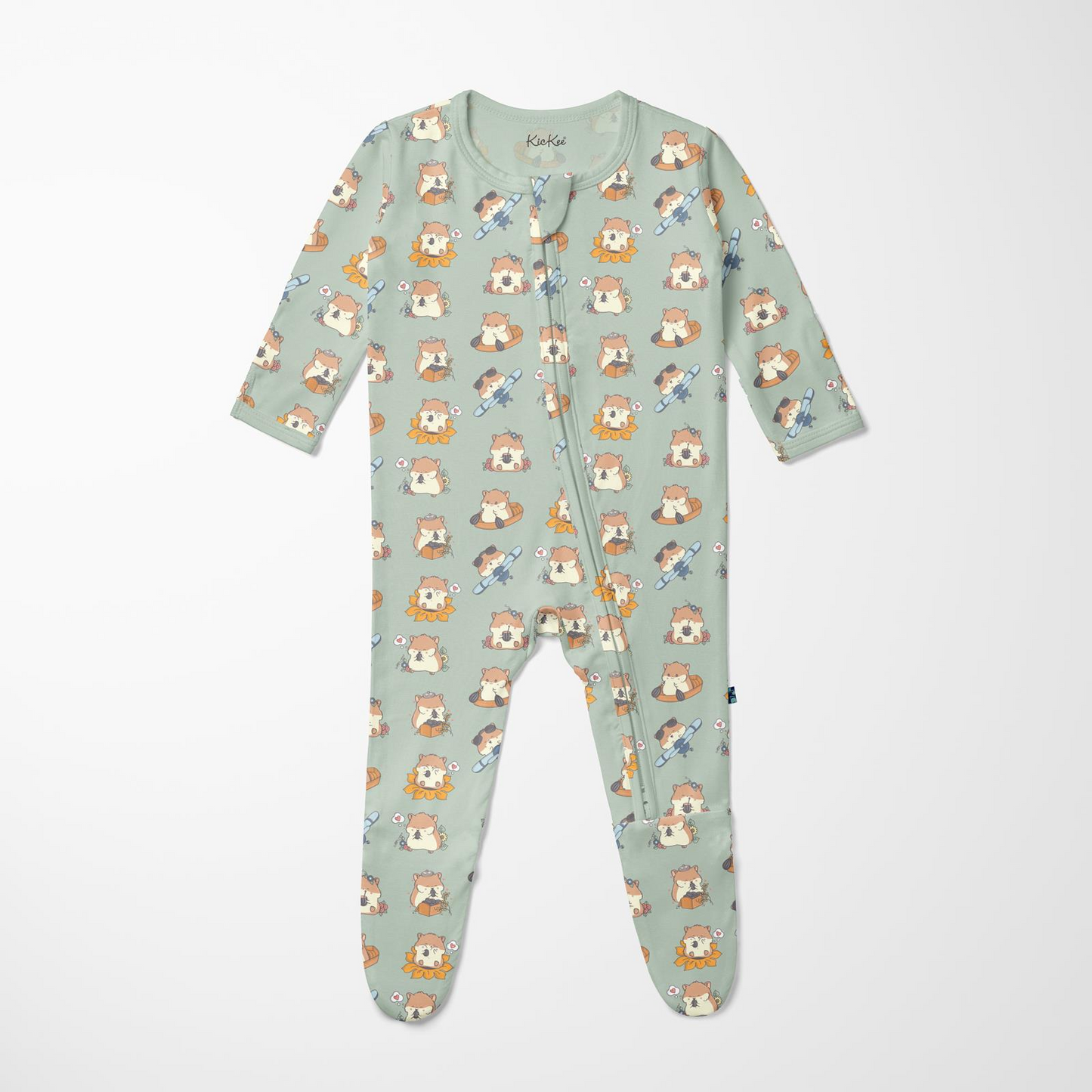 KicKee Pants - Aloe Hamster Antics Footie with 2 Way Zipper