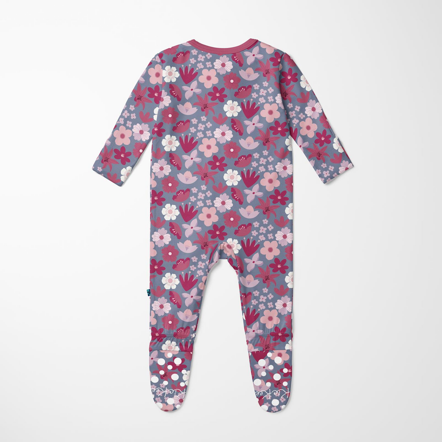KicKee Pants - Moonlight Picture Day Floral Footie with 2 Way Zipper