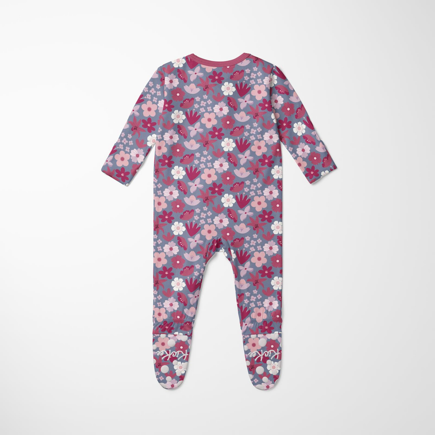 KicKee Pants - Moonlight Picture Day Floral Footie with 2 Way Zipper