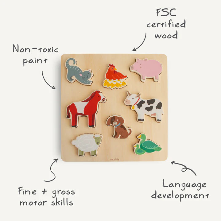 Mushie - Wooden Farm Puzzle