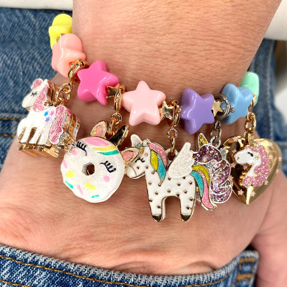 High IntenCity - Charm It! Gold Pastel Star Stretch Bracelet