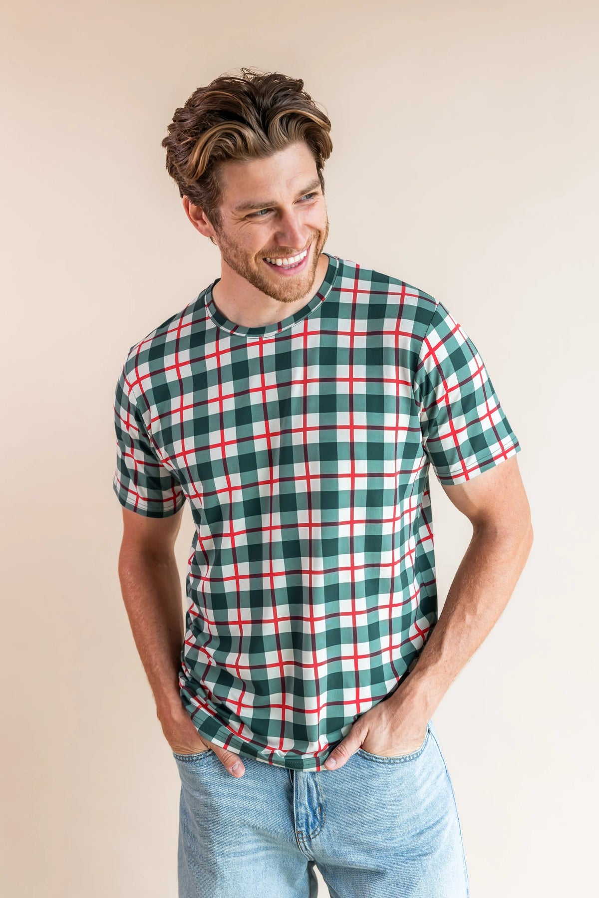 Kyte Baby - Men's Crew Neck Tee in Holiday Plaid