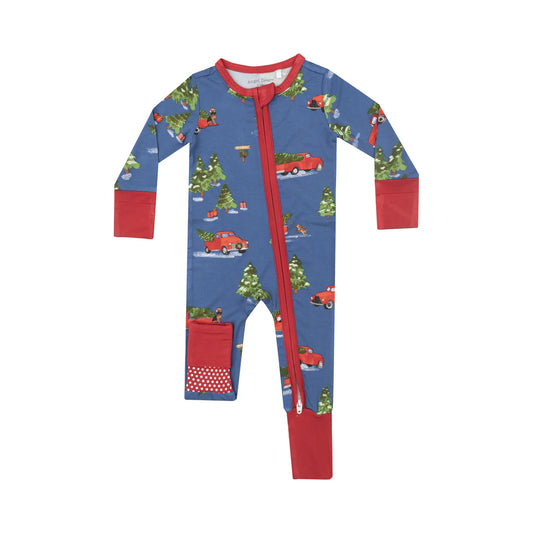 Angel Dear - Vintage Red Truck 2-Way Zipper Romper
